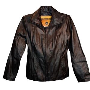 Bromley Collection Black Genuine Leather Jacket Size M Women Zip up